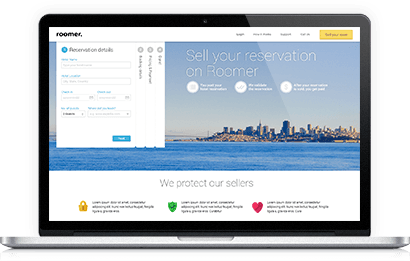 Sell your reservation on Roomer webpage screenshot.